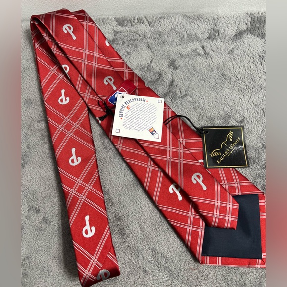 Philadelphia Phillies Baseball Team Red Plaid Tie - Picture 3 of 5